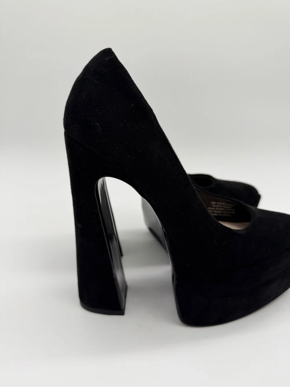 D'Amelio Marlania Platform Pump Black Microsuede Chunky Heel - US 5.5M